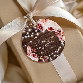 Bohemian Roos rustieke houten bruiloft Bedankjes Labels