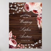 Bohemian Roos rustieke houten bruiloft Welkom Poster (Voorkant)