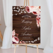 Bohemian Roos rustieke houten bruiloft Welkom Poster