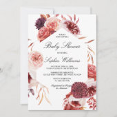 Bohemian Rose Marsala Baby Shower Kaart (Voorkant)
