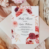 Bohemian Rose Marsala Baby Shower Kaart