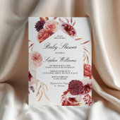 Bohemian Rose Marsala Baby Shower Kaart