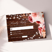 Bohemian Rose Rustic Wood  Wedding RSVP Kaartje
