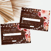 Bohemian Rose Rustic Wood Wedding RSVP Kaartje