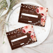 Bohemian Rose Rustic Wood Wedding RSVP Kaartje