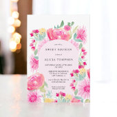 Bohemian roze bloemenboog chic Sweet 16 Kaart