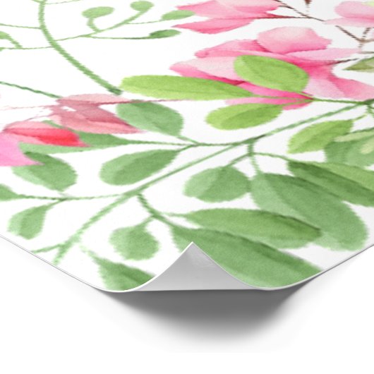 Bohemian roze bloemenkrans bruiloft zitgrafiek poster (Hoek)