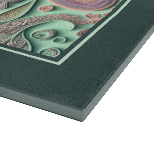 Bohemian roze bloemharten op Blauwgroen glas Snijplank (Hoek)