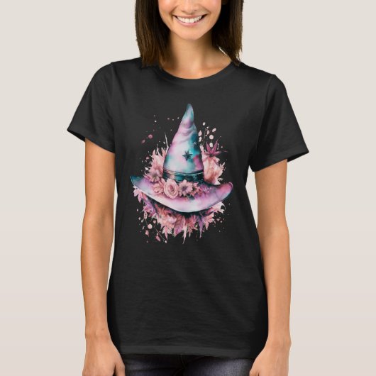 Bohemian Roze en Blauwe Heksen Pet Halloween T-shirt (Voorkant)