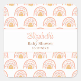 Bohemian roze regenboog Baby shower Vierkante Sticker