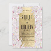 Bohemian roze wit goud orchidee bloemenbruiloft kaart (Voorkant)