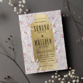 Bohemian roze wit goud orchidee bloemenbruiloft kaart