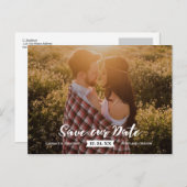 Bohemian Rustic Brush Script Foto Sla de datum op Aankondigingskaart (Voorkant / Achterkant)