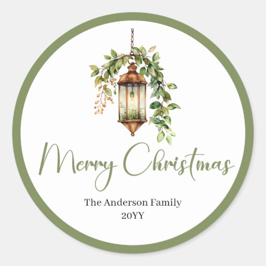 Bohemian Rustic Christmas Lantern Holiday Sticker (Voorkant)