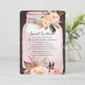 Bohemian Rustic Mason Jar Pink Sweet 16 Verjaardag Kaart (Staand voorkant)