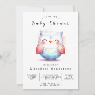 bohemian rustic owl Baby shower Kaart