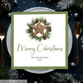 Bohemian Rustic Pine Wreath Holiday Napkins Servet