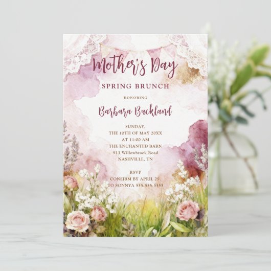 Bohemian Rustic Springtime Floral Mothers Day Kaart (Staand voorkant)