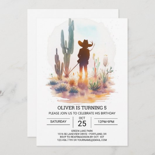 Bohemian rustieke cowboy verjaardag kaart (Voorkant / Achterkant)