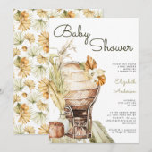 Bohemian Safari Green Pampas Boho Baby shower Kaart (Voorkant / Achterkant)