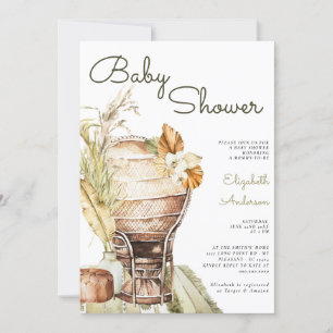 Bohemian Safari Green Pampas Boho Baby shower Kaart
