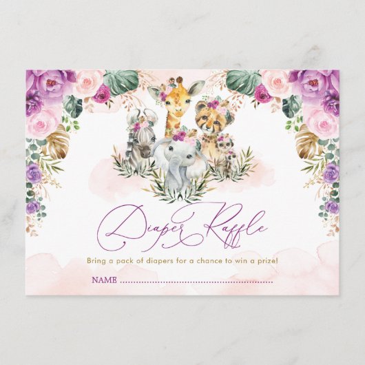 Bohemian Safari Oerwoud Baby shower Luier Raffle Informatiekaartje (Voorkant)