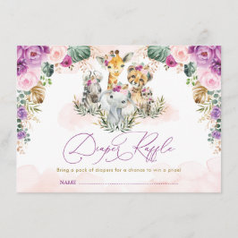 Bohemian Safari Oerwoud Baby shower Luier Raffle Informatiekaartje