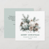 Bohemian Sage Green Christmas Ornament Corporate Feestdagenkaart (Voorkant / Achterkant)