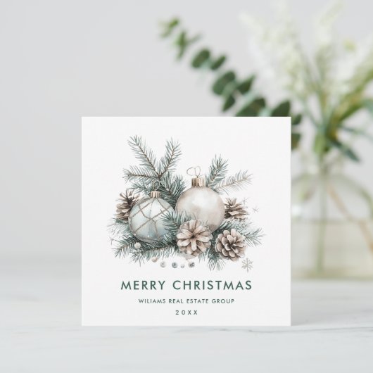 Bohemian Sage Green Christmas Ornament Corporate Feestdagenkaart (Staand voorkant)
