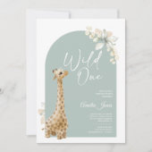 Bohemian Sage Green Giraffe Wild Op een dag Kaart (Voorkant)