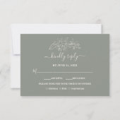 Bohemian Sage Groene Minimalistische Bruiloft RSVP Kaartje (Voorkant)