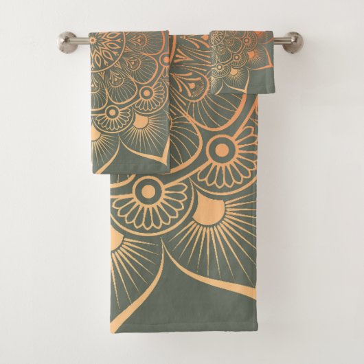 Bohemian Sage Groene Perzik Mandala Badhanddoek Se Bad Handdoek (Insitu)