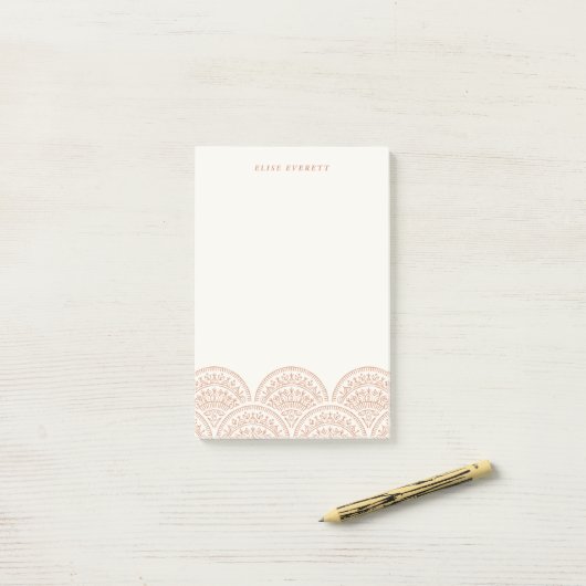 Bohemian Scallops Custom Post-it - Burnt Sienna Post-it® Notes (Op bureau)