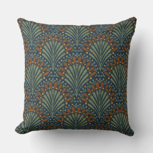 Bohemian Scallops Fan, Olijf, Roest, Marine Blauw Kussen