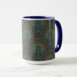 Bohemian Scallops Fan, Olijf, Roest, Marine Blauw Mok