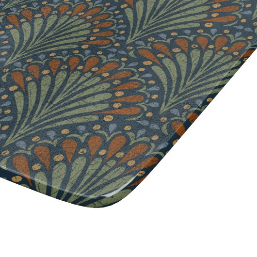 Bohemian Scallops Fan, Olijf, Roest, Marine Blauw Snijplank (Hoek)