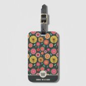Bohemian Scandi Folk Flower Monogram Bagagelabel (Voorkant (verticaal))