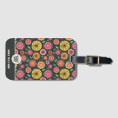 Bohemian Scandi Folk Flower Monogram Bagagelabel (Voorkant (horizontaal))