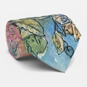 Bohemian Shabby Chic Flower Garden Waterverf Stropdas (Opgerold)