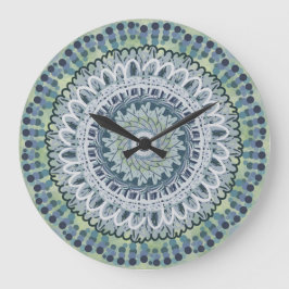 Bohemian Shabby Chic Mandala Dot Art Design Grote Klok