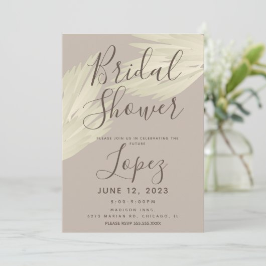 Bohemian Simple Pampas Vrijgezellenfeest Beige Bro Kaart (Staand voorkant)