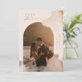 Bohemian Soft Natural Photo Arch Save Date Kaart (Staand voorkant)