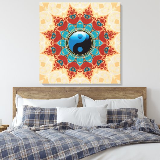 Bohemian Spirit Yin Yang Verpakt Canvas (Insitu (Slaapkamer))