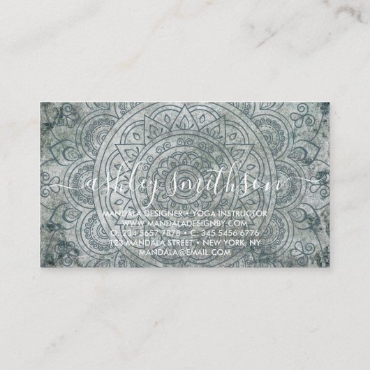 Bohemian Spiritual Green Mandala Boho Visitekaartje (Achterkant)