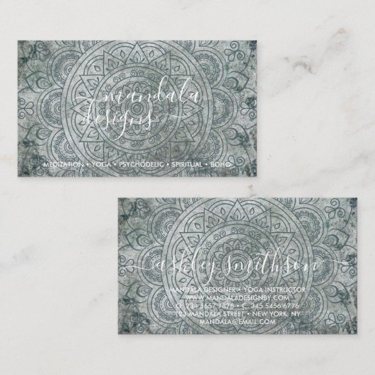 Bohemian Spiritual Green Mandala Boho Visitekaartje (Voorkant / Achterkant)