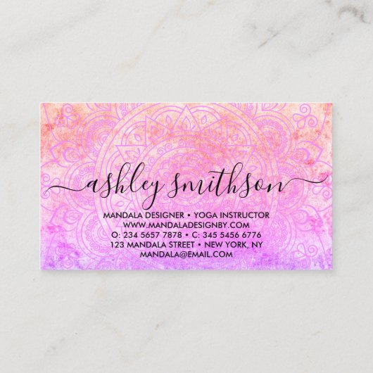 Bohemian Spiritual Pink Mandala Boho Visitekaartje (Achterkant)