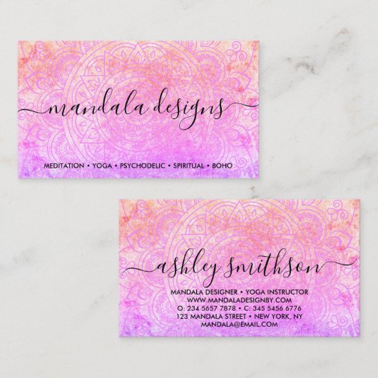 Bohemian Spiritual Pink Mandala Boho Visitekaartje (Voorkant / Achterkant)
