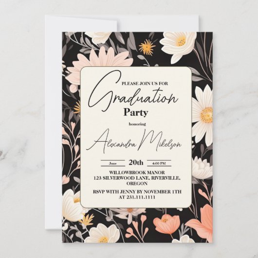 Bohemian Spring Floral Graduation Party Kaart (Voorkant)