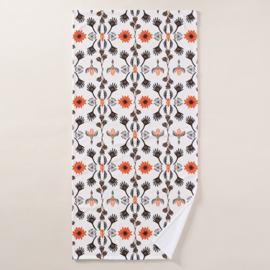 Bohemian Striped Floral, Seamless Pattern, Hand Dr Badhanddoek (Badhanddoek)