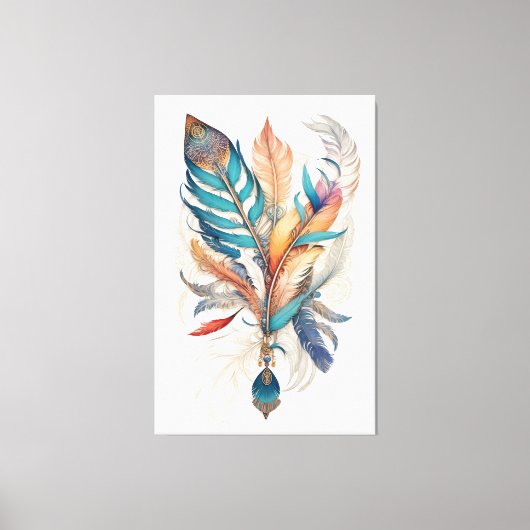 Bohemian Style Feathers Canvas Afdruk (Voorkant)